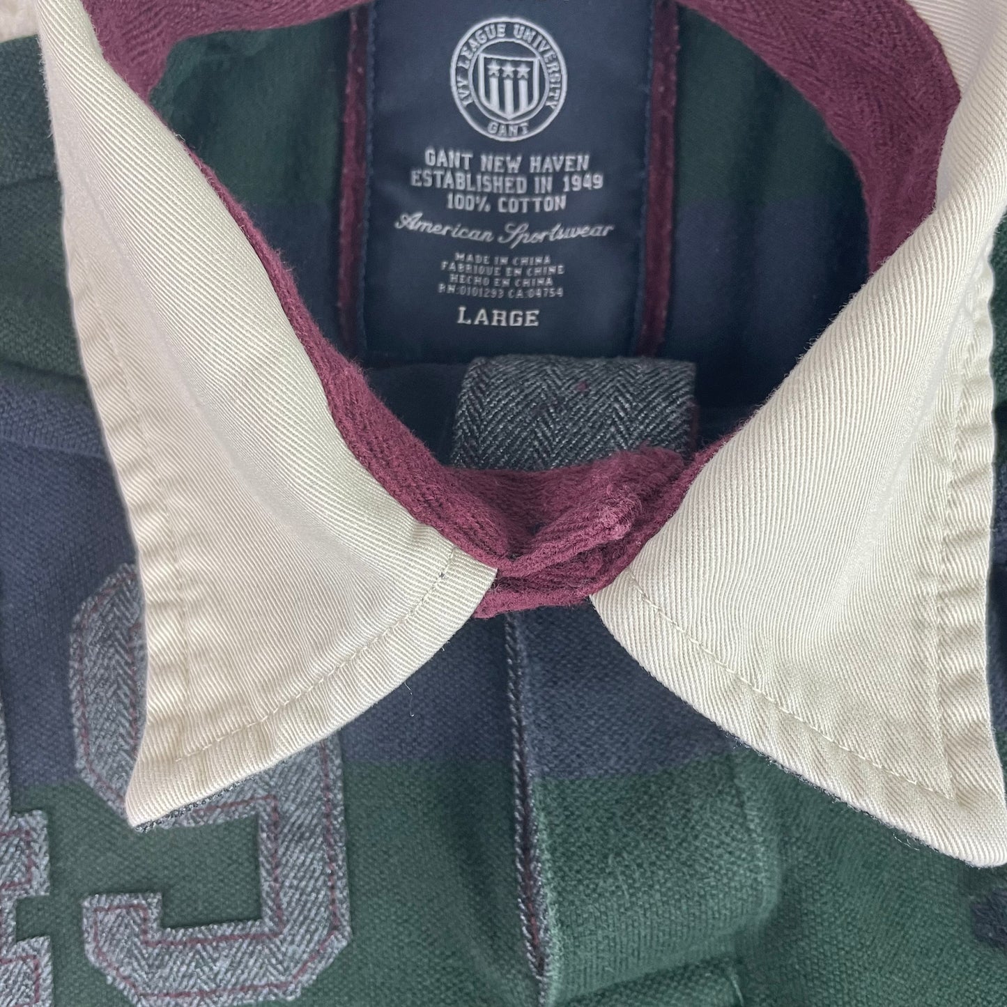 Vintage Gant Green Navy Stripe Rugby Polo
