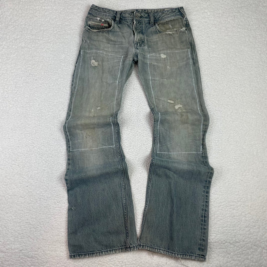 Vintage Diesel Zathan Distressed Light Wash Bootcut Jeans