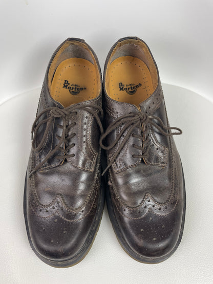 Unisex Doc Martens Wingtip Brogue Oxford Brown Leather Shoes