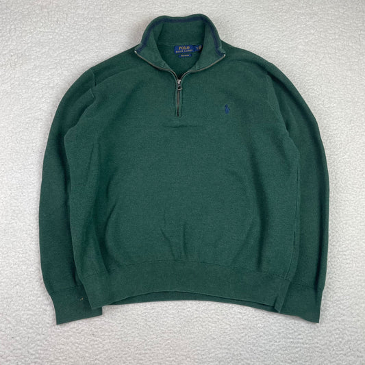 Vintage Polo Ralph Lauren 1/4 Zip Up Green Sweater