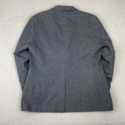 Banana Republic Elbow Patch Twill Gray Wool Blazer