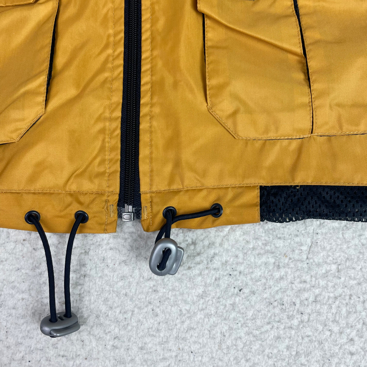 Y2K TXT Yellow Nylon Utility Gorpcore Multi-Pocket Full Zip Vest M