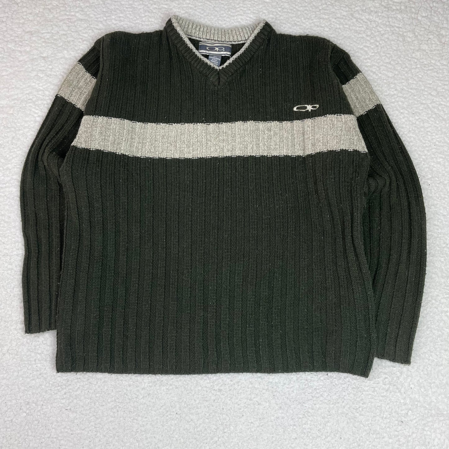 Y2K Ocean Pacific Ribbed Sage Green Sweater Varsity