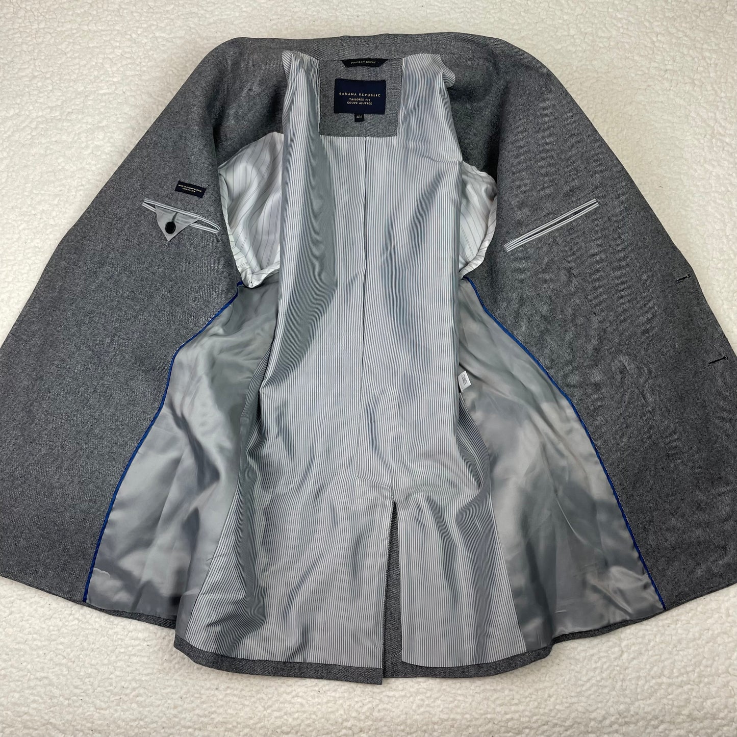 Banana Republic Elbow Patch Twill Gray Wool Blazer