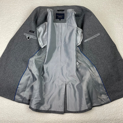 Banana Republic Elbow Patch Twill Gray Wool Blazer