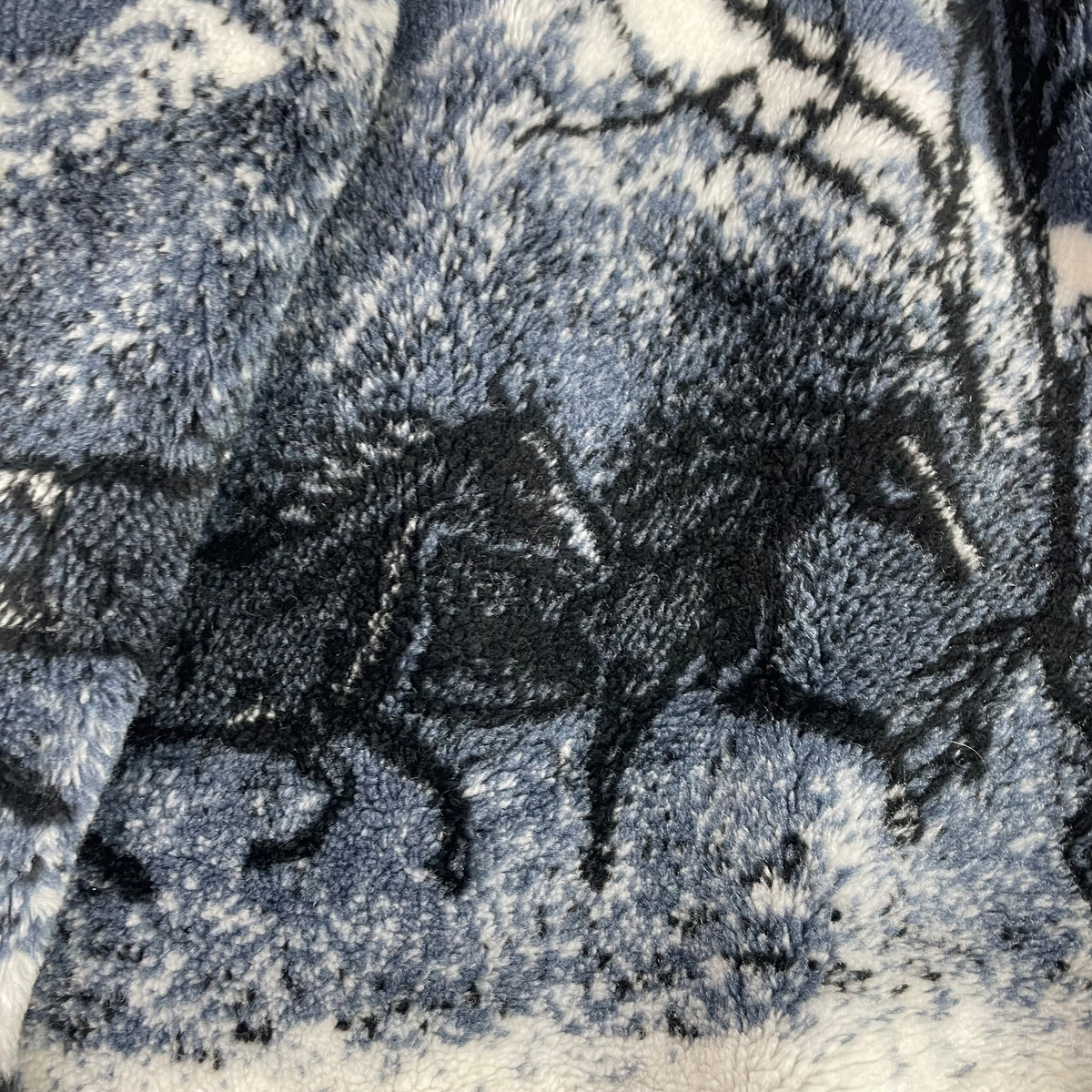 Vintage Blue Horse Nature Deep Pile Fleece Full Zip Jacket L