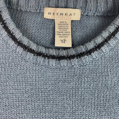 Vintage Stripe Ribbed Chunky Knit Blue Sweater