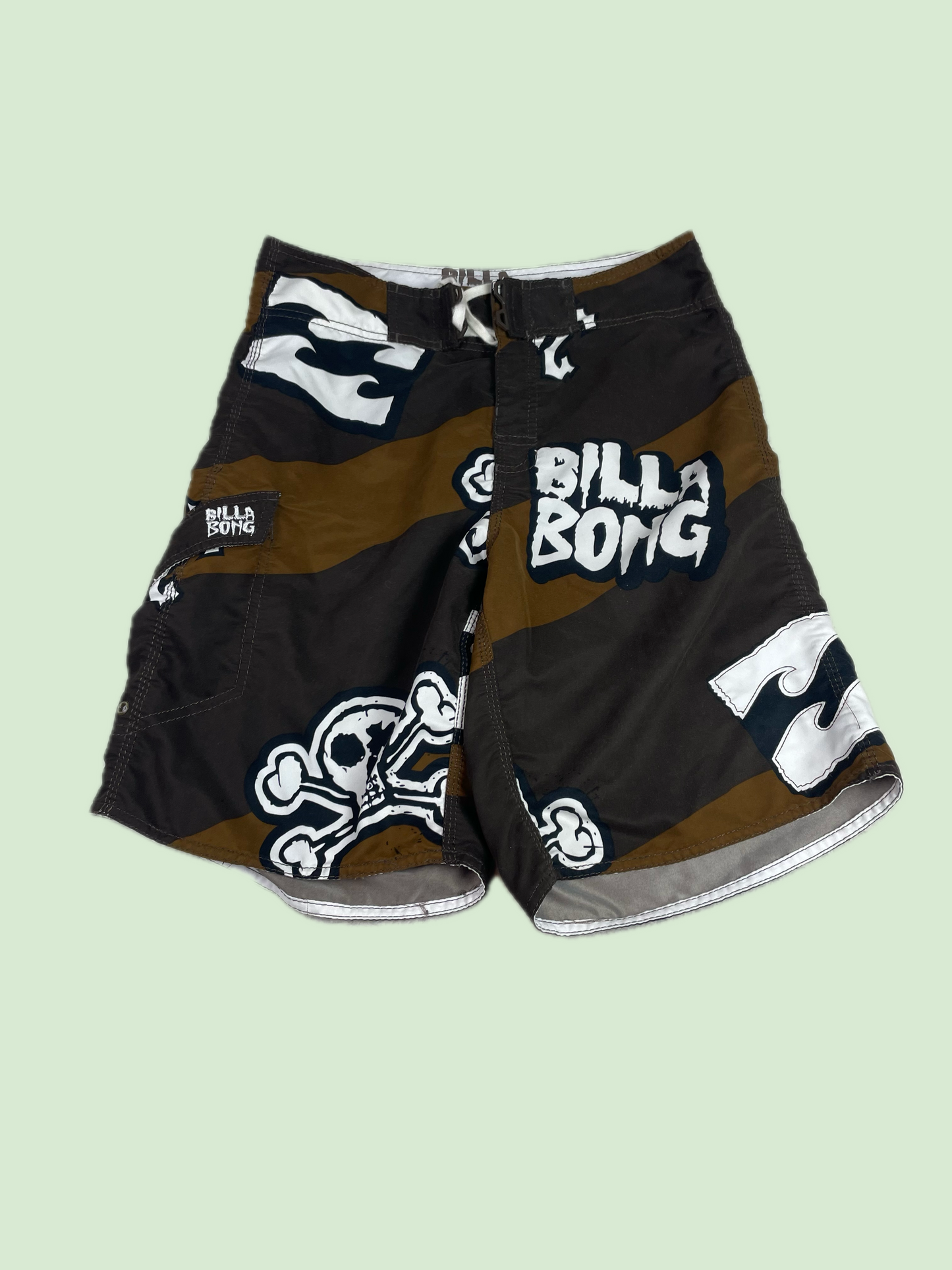 Billabong Skull Graphic Board Shorts Brown Black Swim Trunks