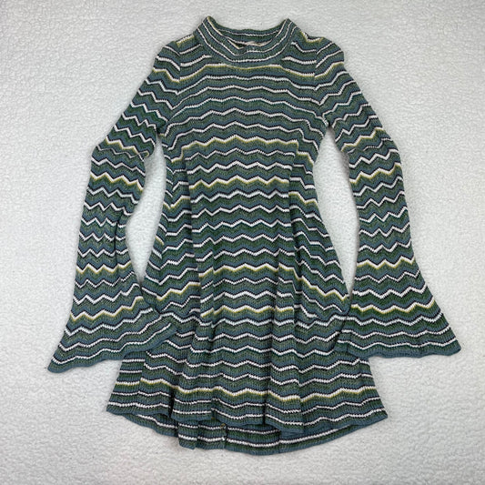 Free People Boho Zig Zag Striped Bell Sleeve Sweater