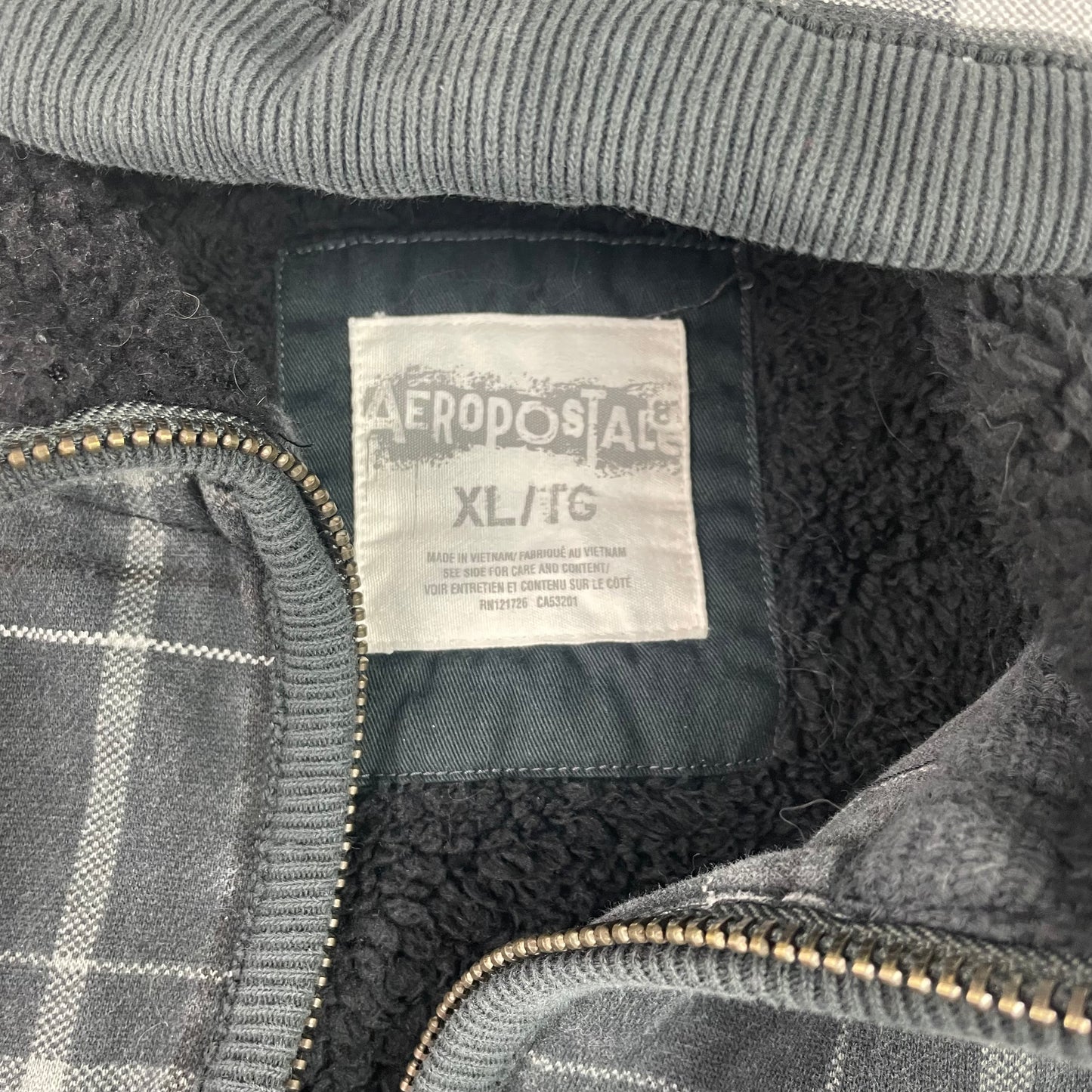 Vintage Aeropostale Y2K Fleece Lined Plaid Zip Up Hoodie
