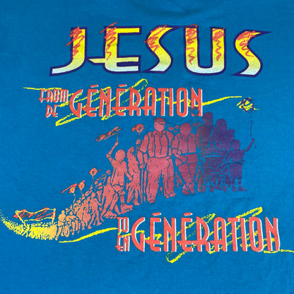 Vintage Blue March For Jesus Christian Single Stitch Graphic Shirt XL