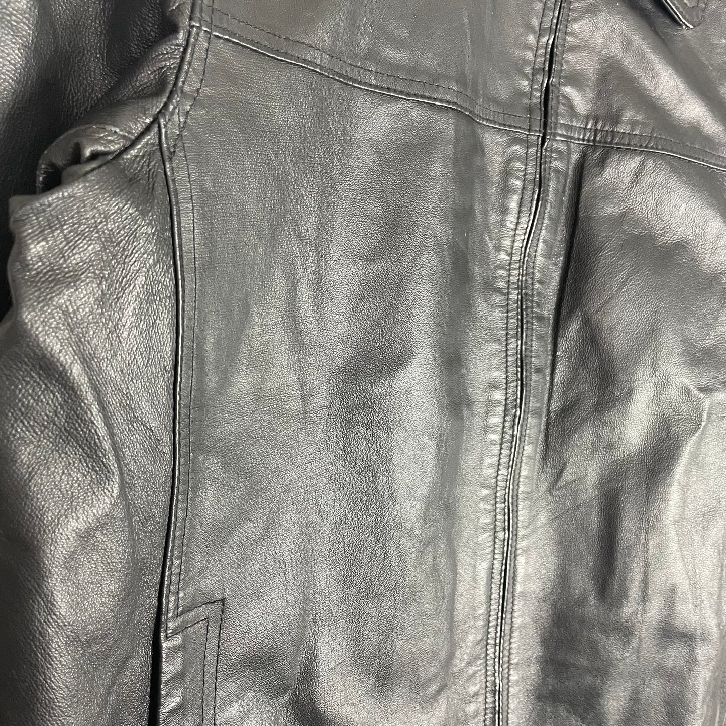 Vintage Leather Harrington Style Black Zip Up Jacket