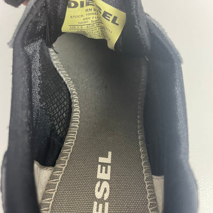 Y2K Diesel Black Leather Low Top Sneakers 7.5 Grunge Streetwear
