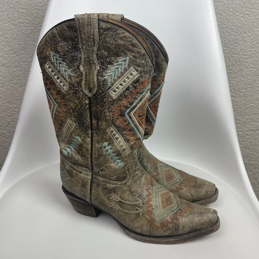 Vintage Corral Turquoise Aztecan Genuine Leather Cowboy Boots
