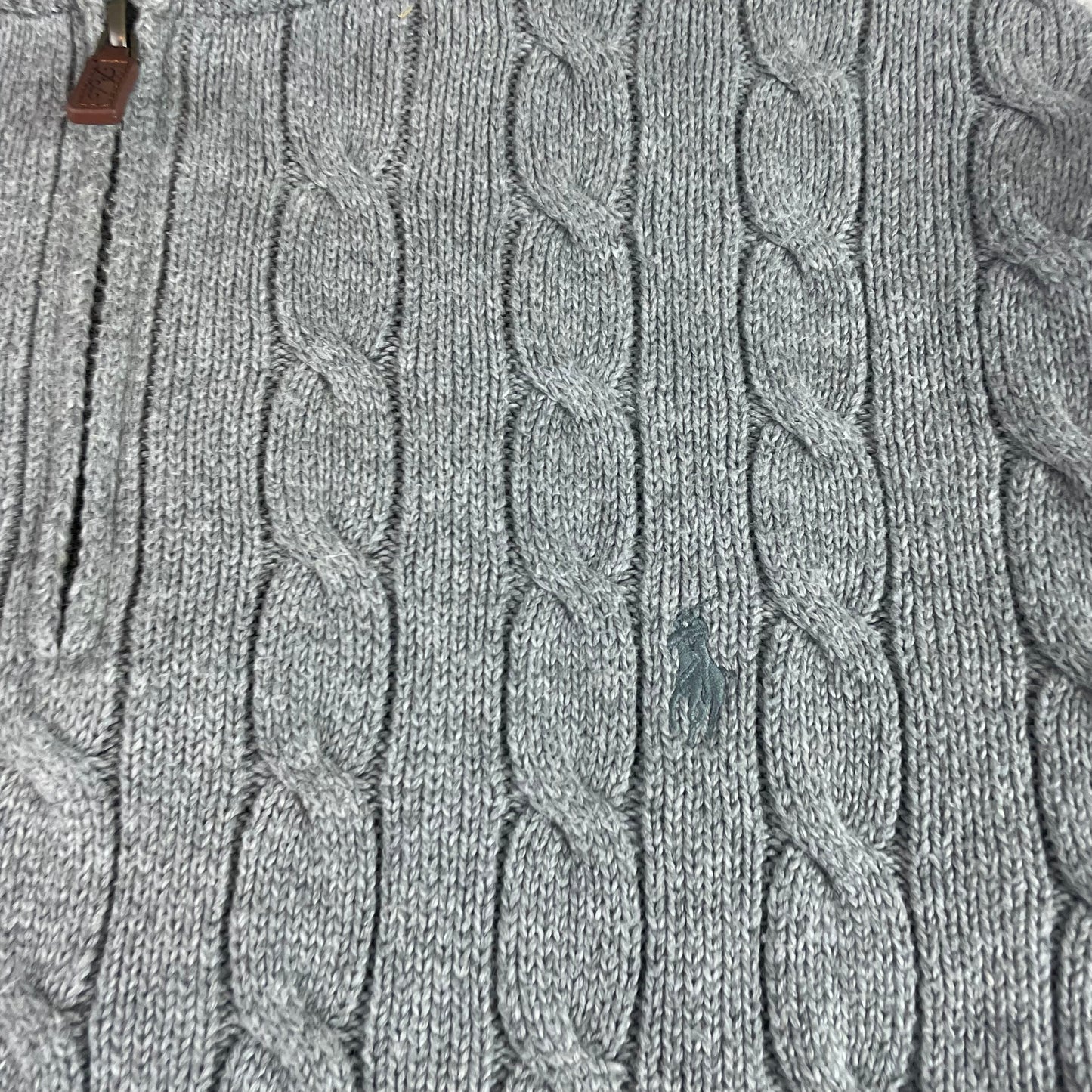 Polo Ralph Lauren Cable Knit 1/4 Zip Up Gray Sweater