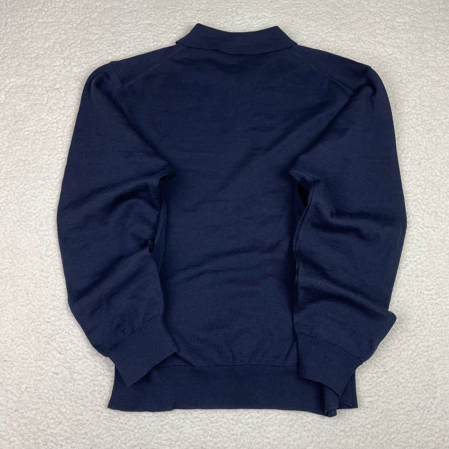 Vintage Merino Wool Dagger Collar Blue Polo Sweater