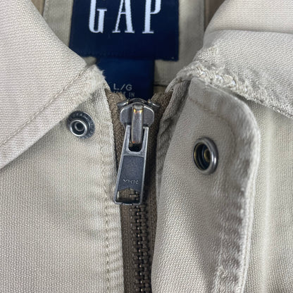 Y2K Gap Tan Utility Field Jacket L Gorpcore Safari Snap Button Lined