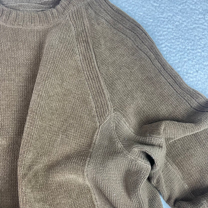 Brody Brown Ribbed Textured Knit Crewneck Sweater M Minimalist