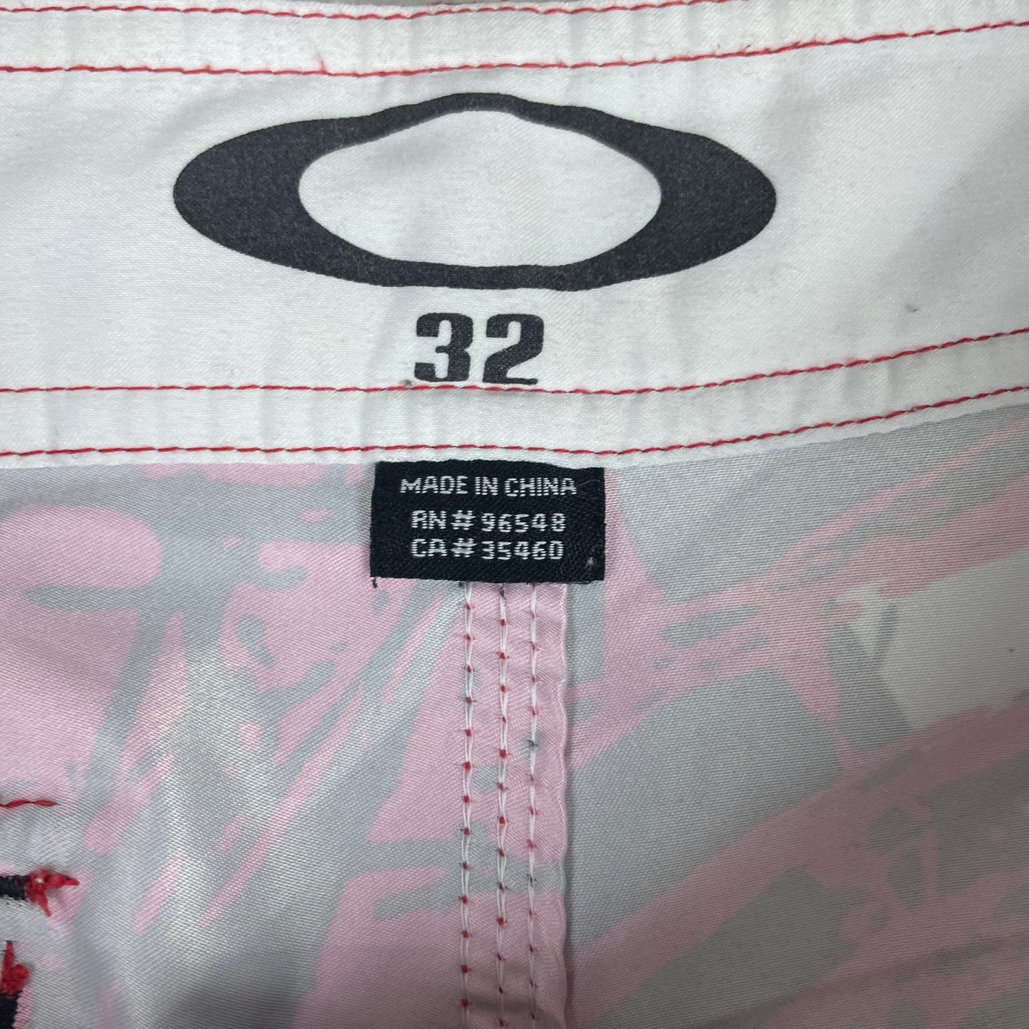 Oakley Red Black Graphic Print Board Shorts Swim Trunks