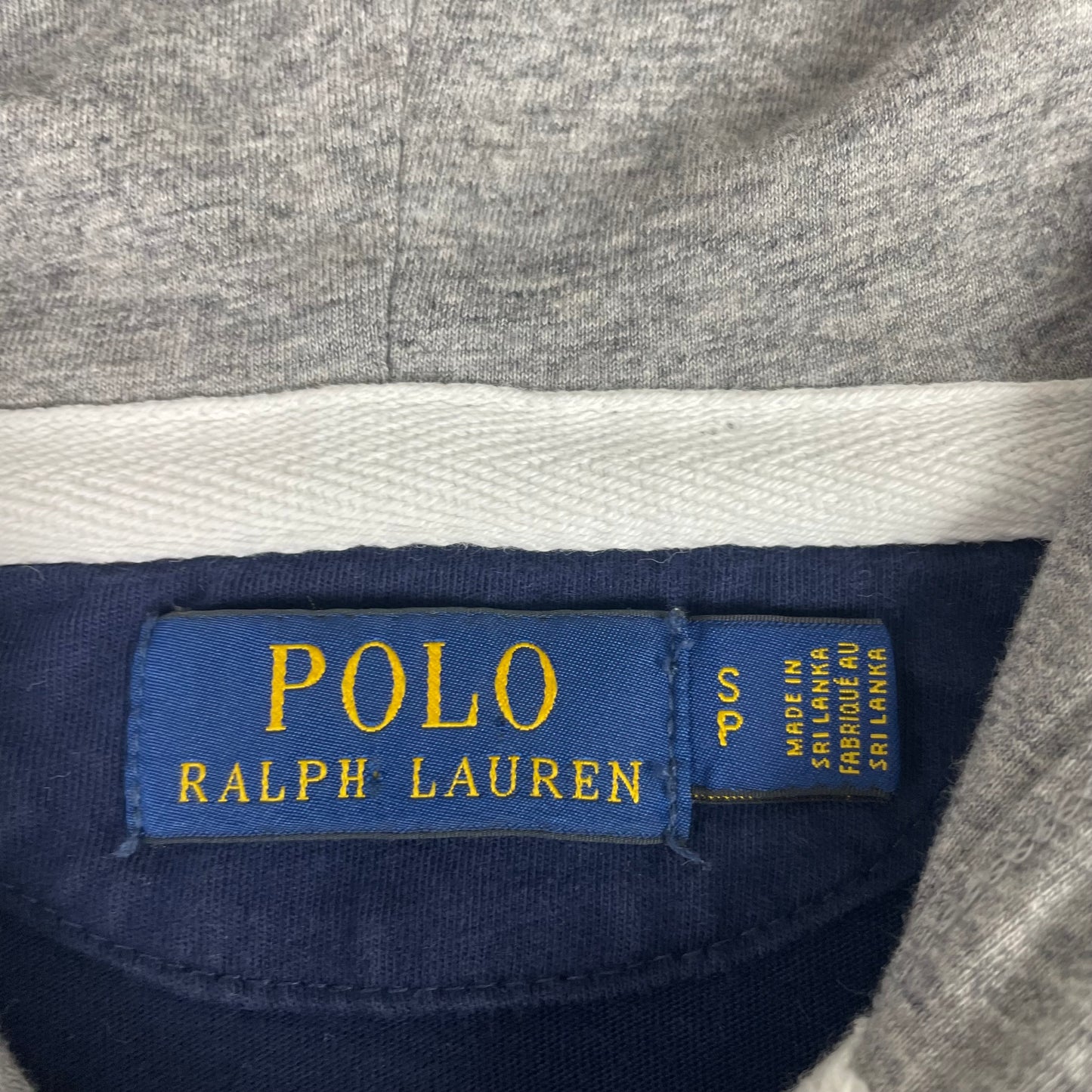 Polo Ralph Lauren Bleecker Hooded Rugby Shirt Navy Green Striped Sleeves Crest