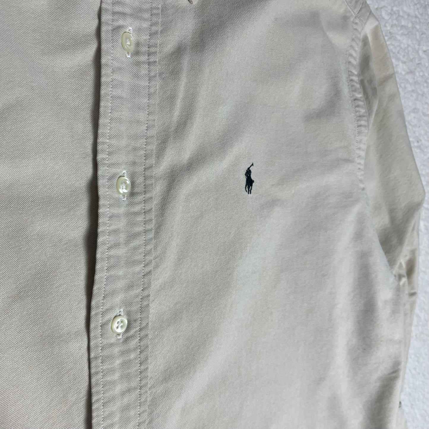 Vintage Ralph Lauren Polo Off White Khaki Button Up Long Sleeve Shirt