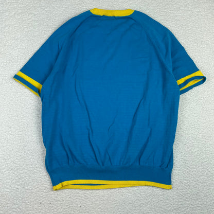 Vintage Benetton Formula 1 Knit Ringer Yellow Blue Shirt