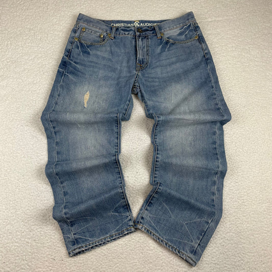 Vintage Christian Audigier Loose Fit Light Wash Jeans