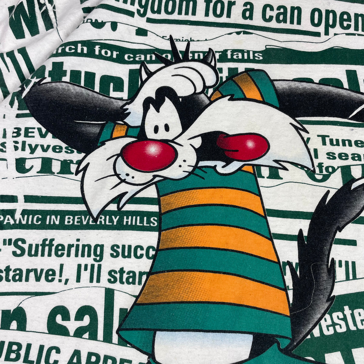 Vintage Novel Teez Sylvester Looney Tunes AOP Graphic T-Shirt XL 90s