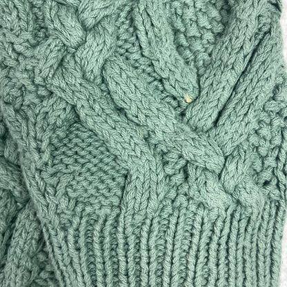 Vintage Eddie Bauer Sage Green 3D Knit Chunky Fisherman Sweater L Preppy