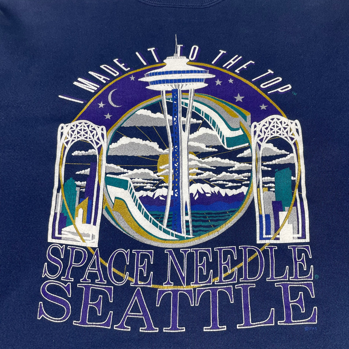 Vintage Hanes Navy Space Needle Seattle I Made It To The Top Sweatshirt M