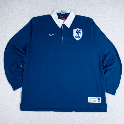 Deadstock Nike France Navy Blue Long Sleeve Rugby Polo