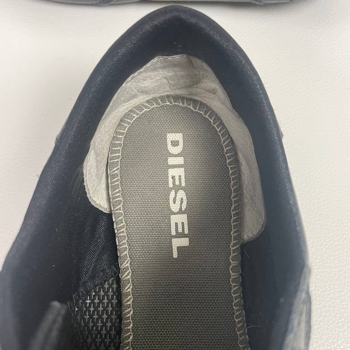 Y2K Diesel Black Leather Low Top Sneakers 7.5 Grunge Streetwear