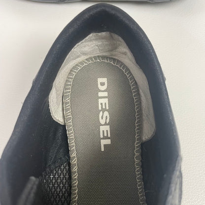 Y2K Diesel Black Leather Low Top Sneakers 7.5 Grunge Streetwear