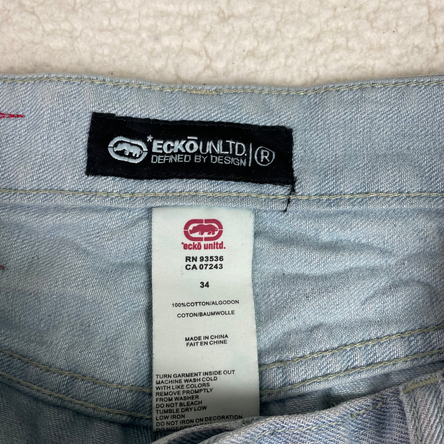 Vintage Ecko Unlimited Super Baggy Light Wash Jean Shorts