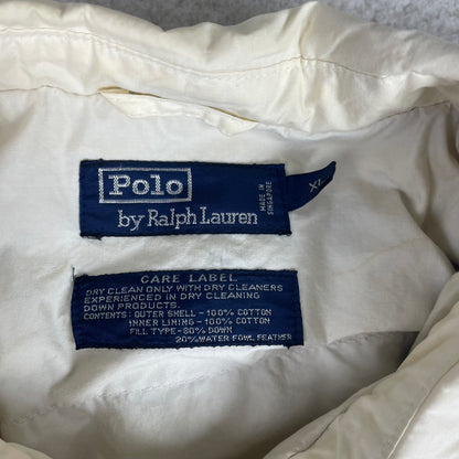Polo Ralph Lauren White Down Puffer Jacket Ski Patch Full Zip