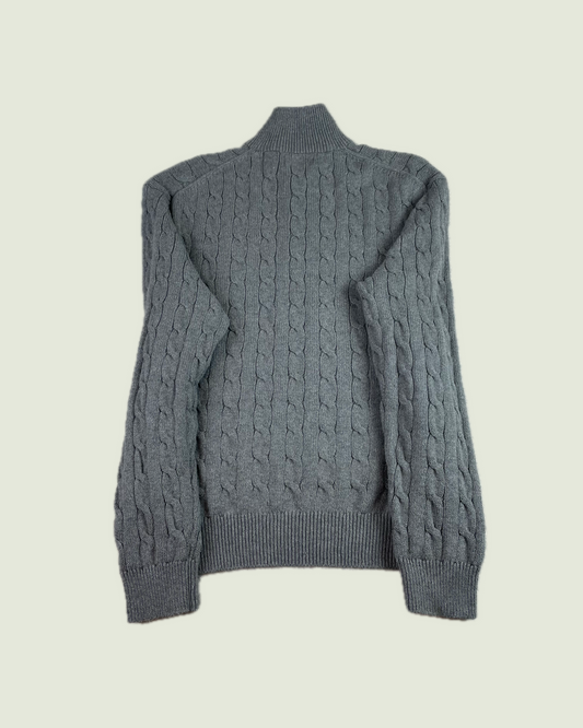 Polo Ralph Lauren Cable Knit 1/4 Zip Up Gray Sweater