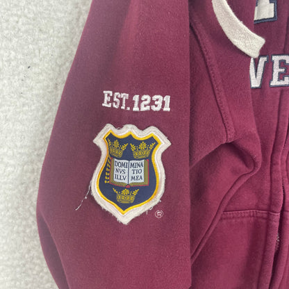 Vintage Official License Oxford University Red Zip Up Hoodie
