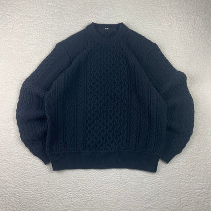 Uniqlo Aran Cableknit Fisherman Dark Black Sweater