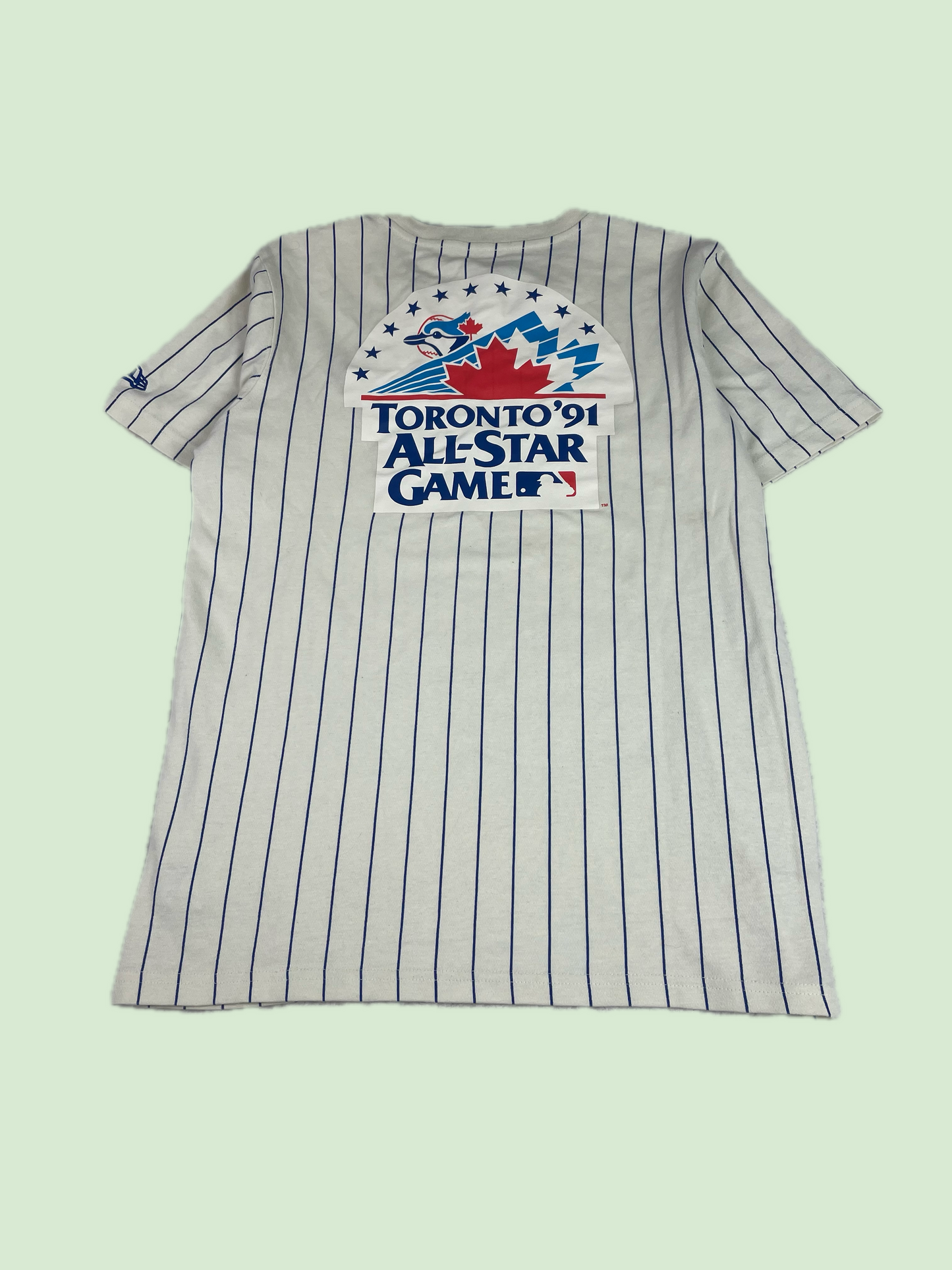 New Era Toronto Blue Jays Pinstripe T-Shirt Cream Blue