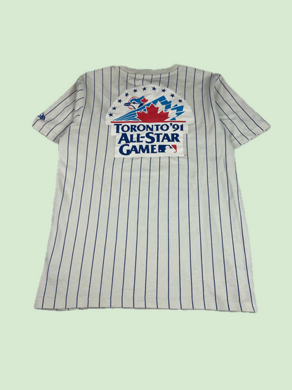 New Era Toronto Blue Jays Pinstripe T-Shirt Cream Blue