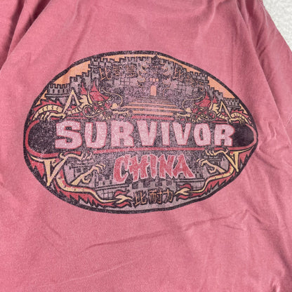 Vintage Survivor China Outlast Salmon Pink Shirt