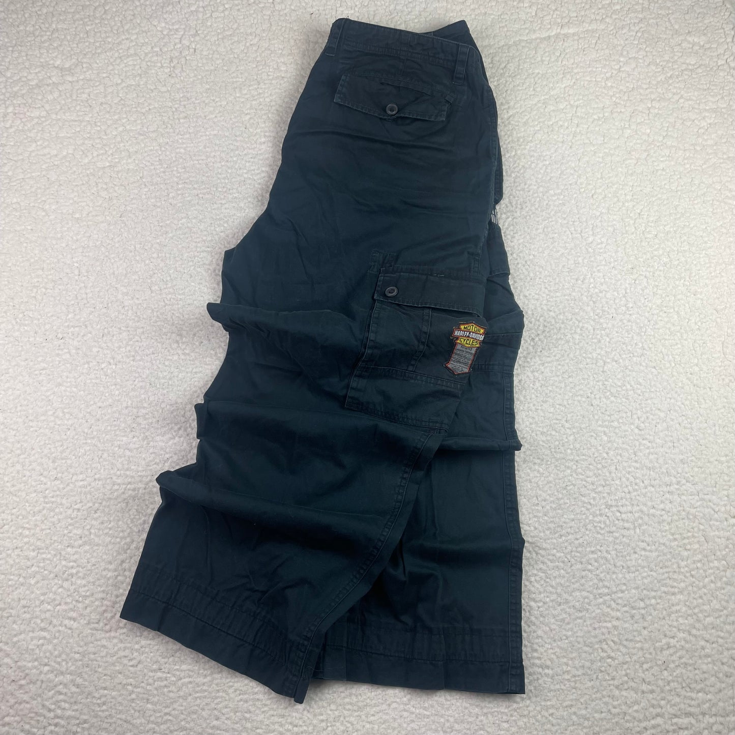 Vintage Harley Davidson Baggy Charcoal Black Cargo Pants