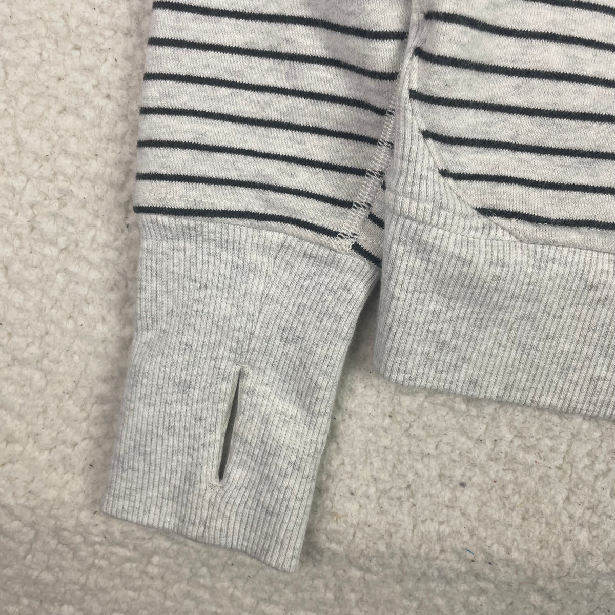 Lululemon Grey Striped Scuba Full Zip Hoodie 4 Thumbholes Athleisure
