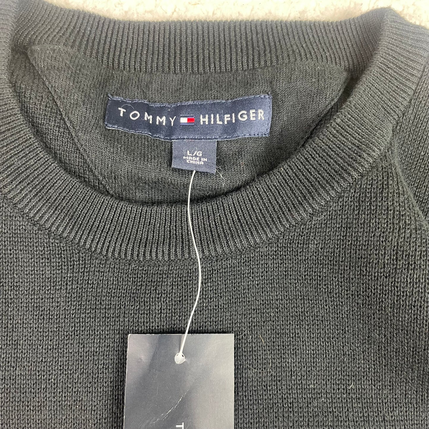 Tommy Hilfiger Knit Horizontal Stripe Gray Navy Blue Sweater