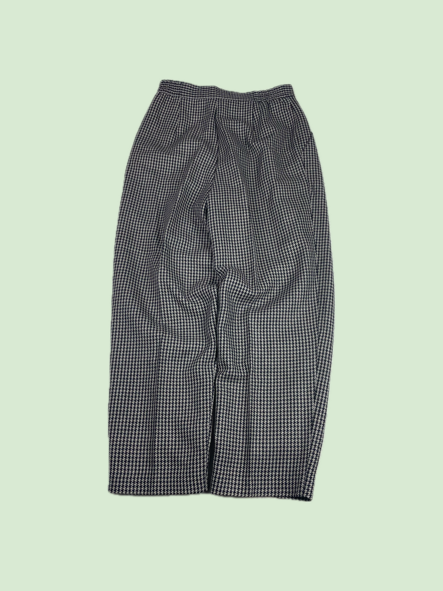 Vintage High Waisted Pleated Houndstooth Wool Barrel Baggy Pants