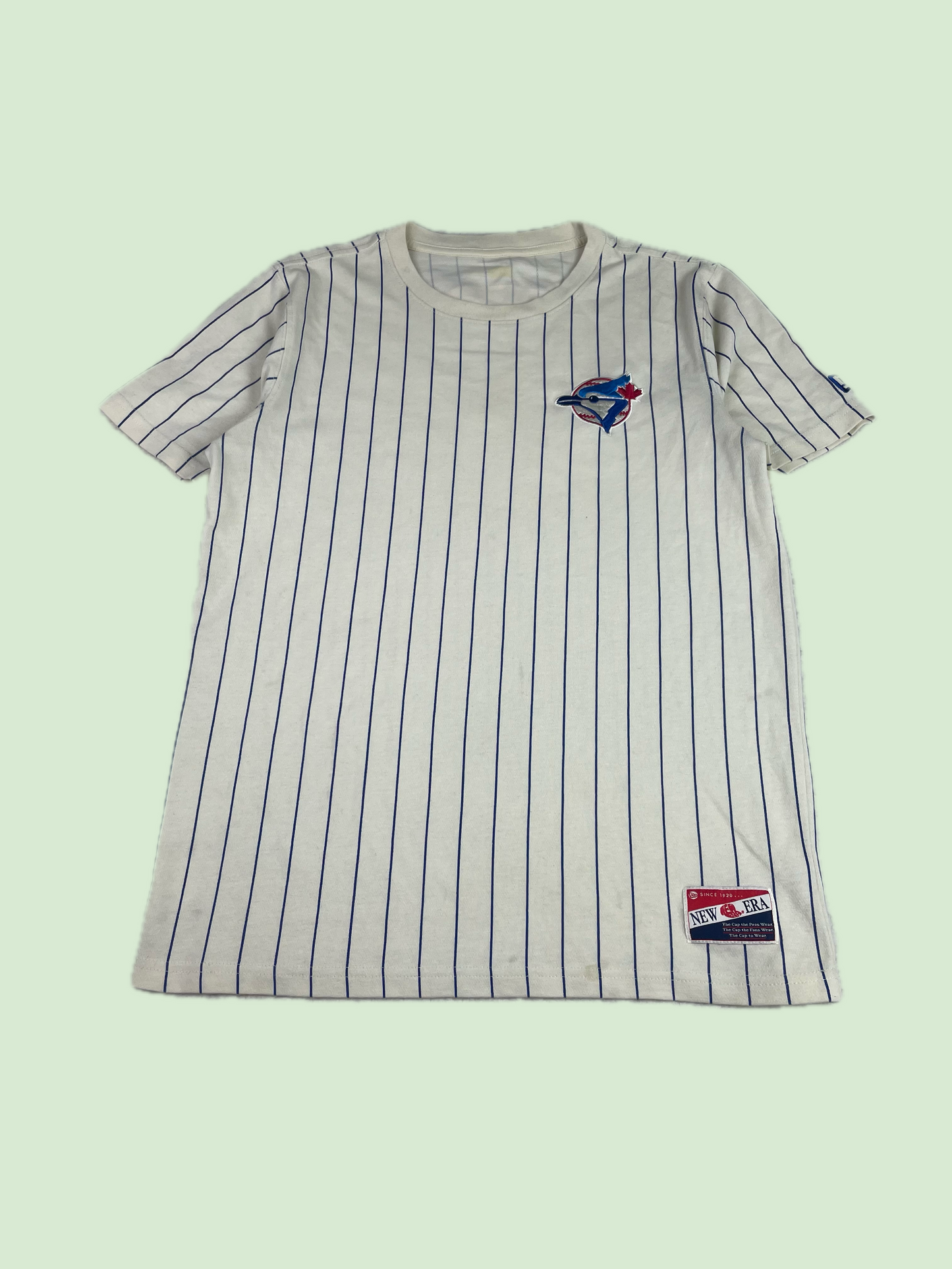 New Era Toronto Blue Jays Pinstripe T-Shirt Cream Blue
