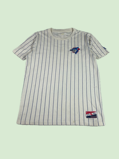 New Era Toronto Blue Jays Pinstripe T-Shirt Cream Blue