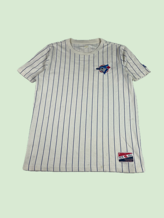 New Era Toronto Blue Jays Pinstripe T-Shirt Cream Blue
