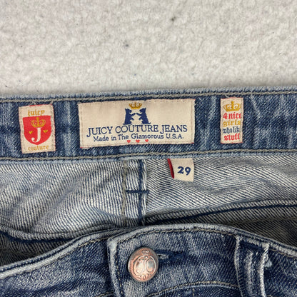 Y2K Juicy Couture Blue Rhinestone Heart Bootcut Jeans 29 Coquette Gyaru