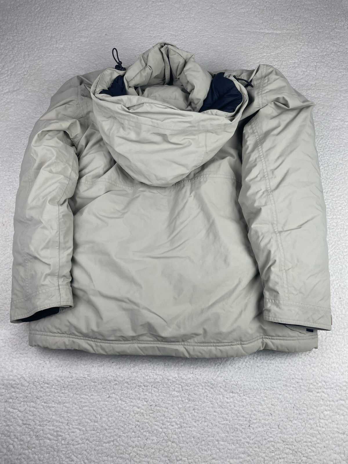 Eddie Bauer Beige Down-filled Hooded Jacket XL Gorpcore Outdoors Hiking